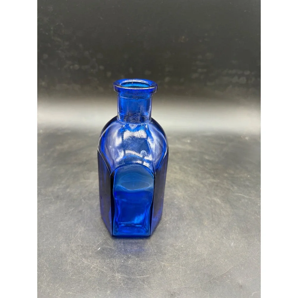 Windart Studio Cobalt Blue Glass Bottle Hexagonal Decorative Vase Apothecary